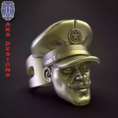 Ring biker mens jewelry Army captain v152 3D print model