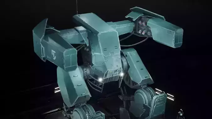 Sci-fi Mecha Grig game ready rigged Low poly robot  Low-poly 3D model