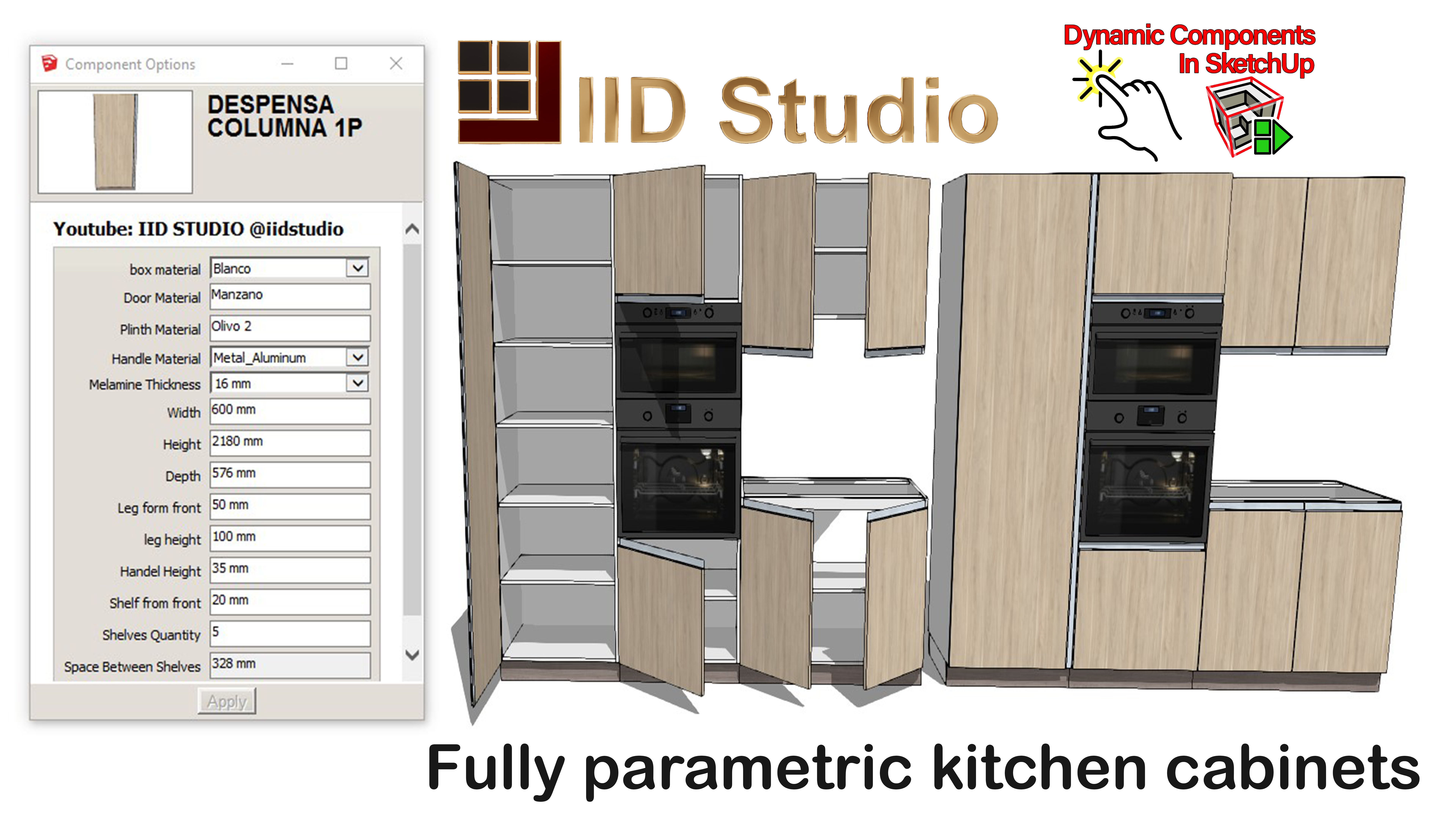 Kitchen fully parametric  Resizable manufacturable 0018 3D model_18