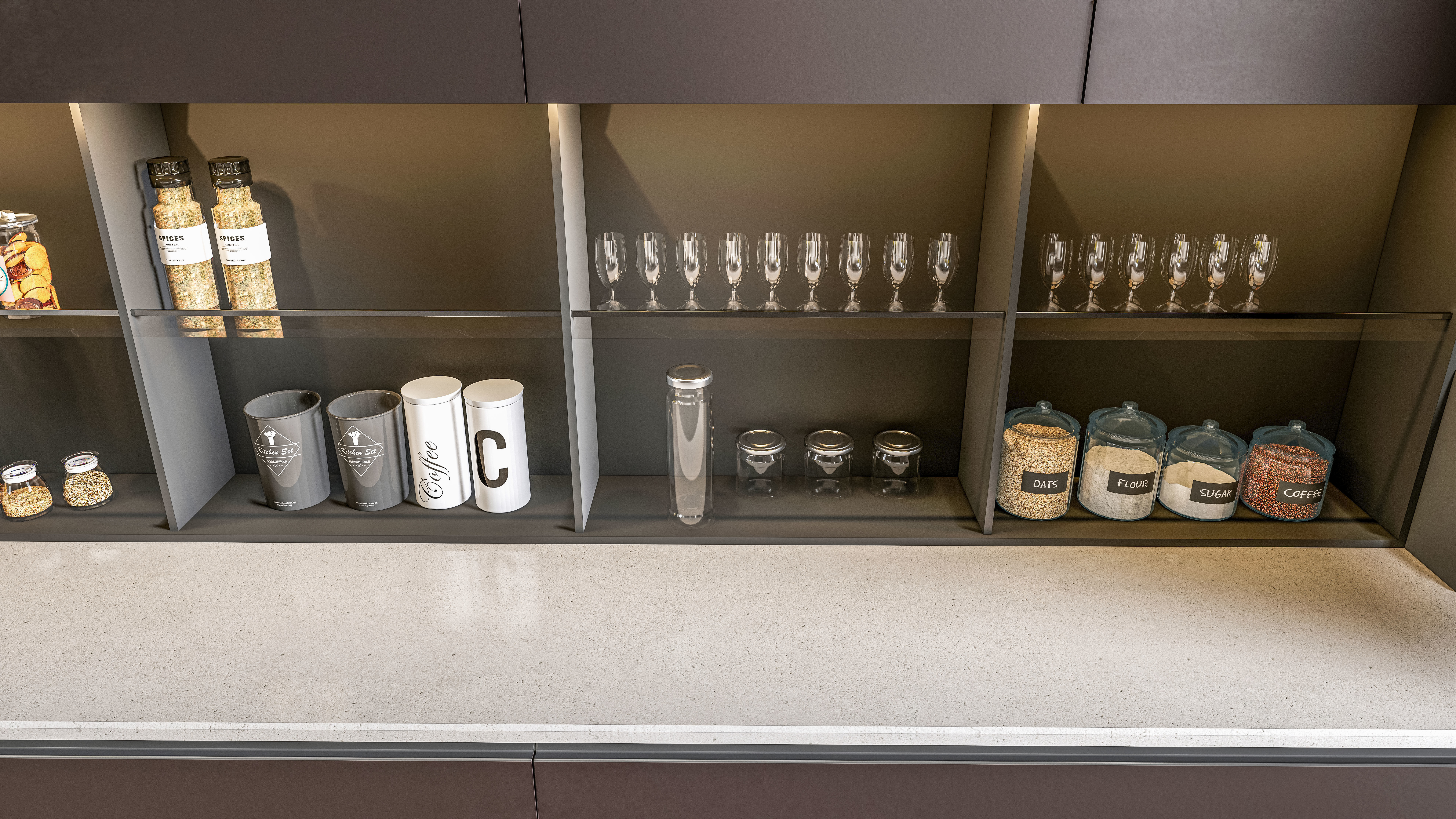 Kitchen fully parametric  Resizable manufacturable 0018 3D model_2