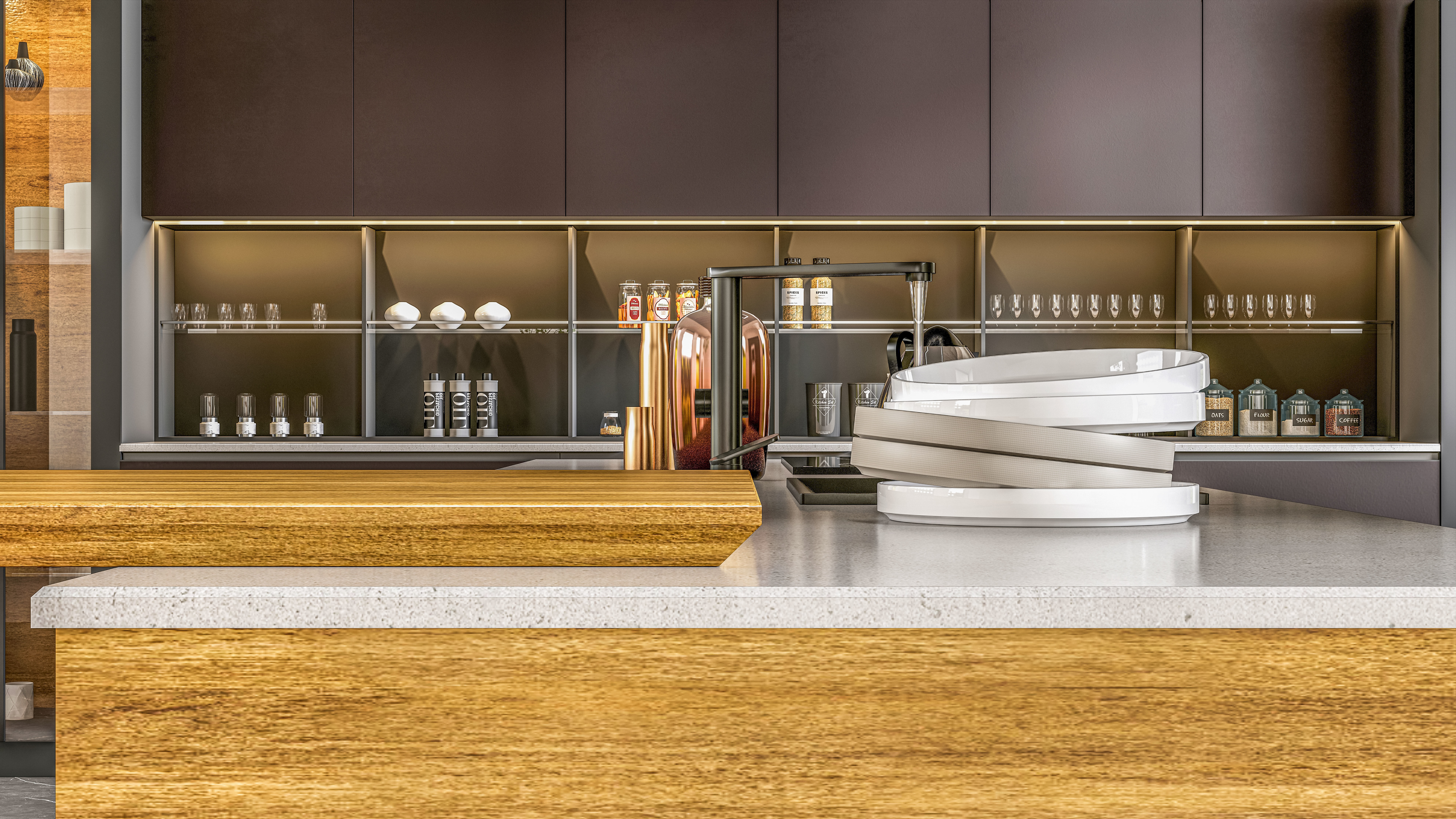 Kitchen fully parametric  Resizable manufacturable 0018 3D model_1