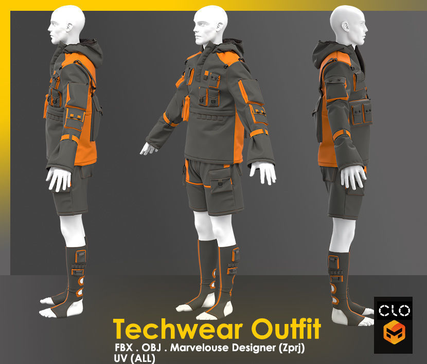Techwear Outfit 3D model_16