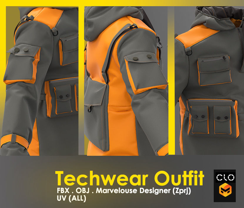 Techwear Outfit 3D model_8