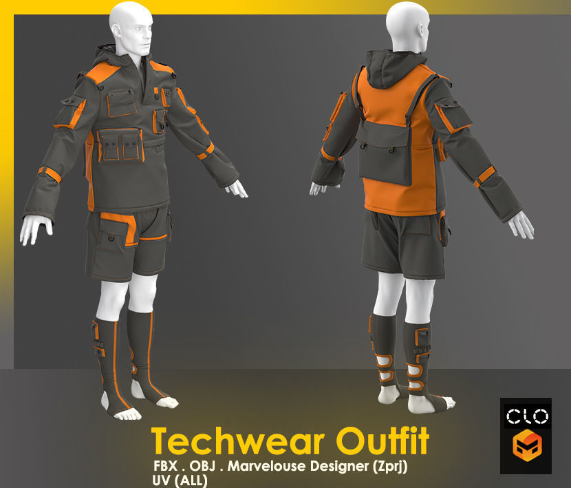 Techwear Outfit 3D model_1