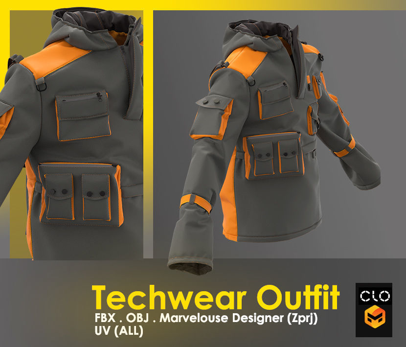 Techwear Outfit 3D model_11