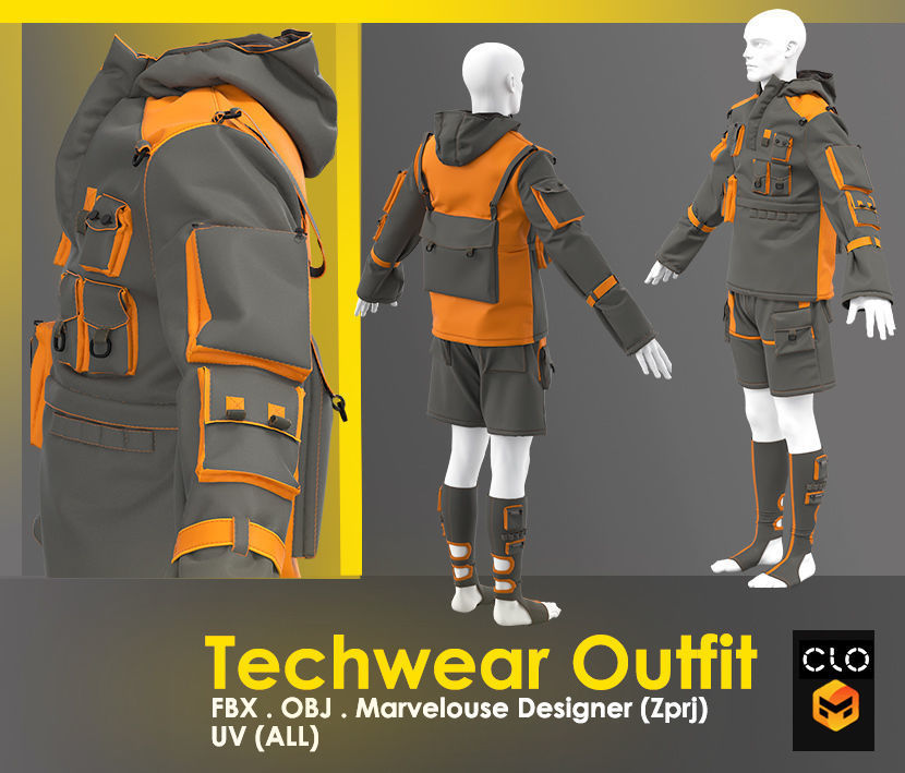Techwear Outfit 3D model_15