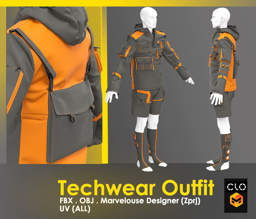 Techwear Outfit 3D model_14