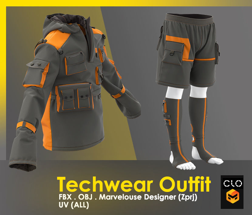 Techwear Outfit 3D model_2