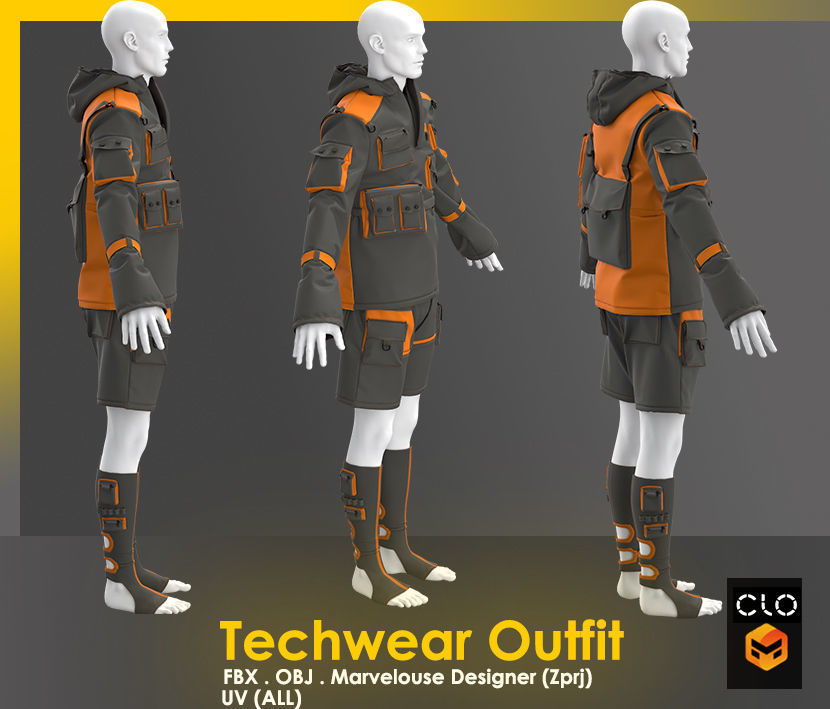 Techwear Outfit 3D model_13