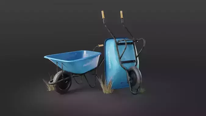 Wheelbarrow Lowpoly 3D Model for Games and Animation