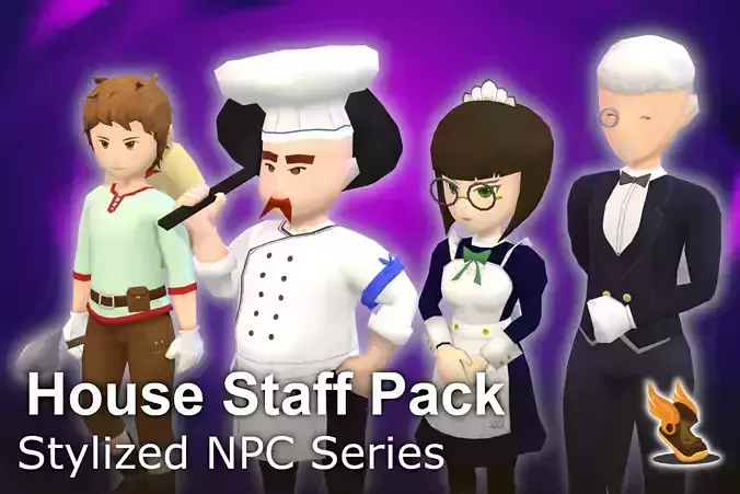 Stylized NPC - House Staff Pack 3D Model Collection