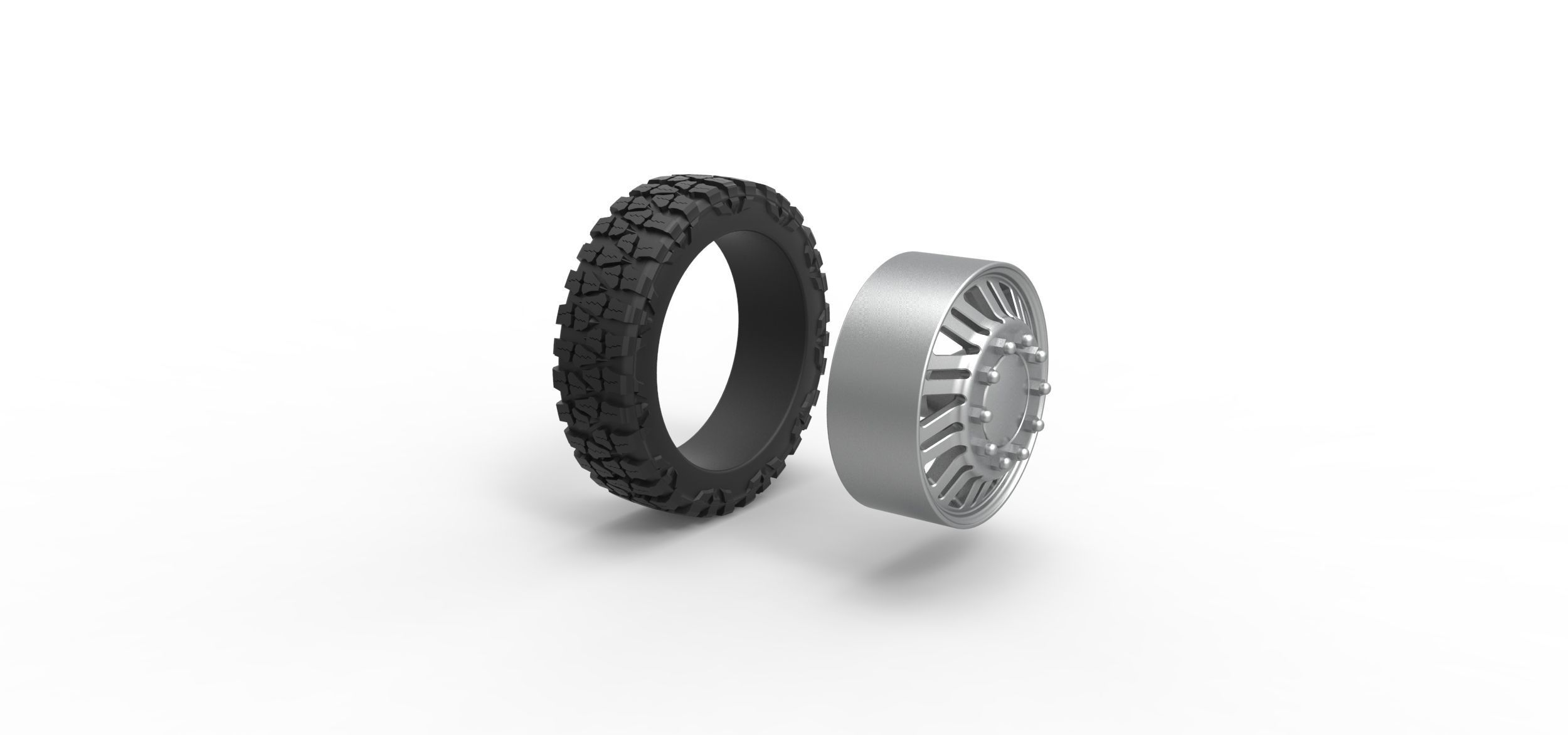 Front semi wheel for pickup V11 Scale 1 to 25 3D print model_8