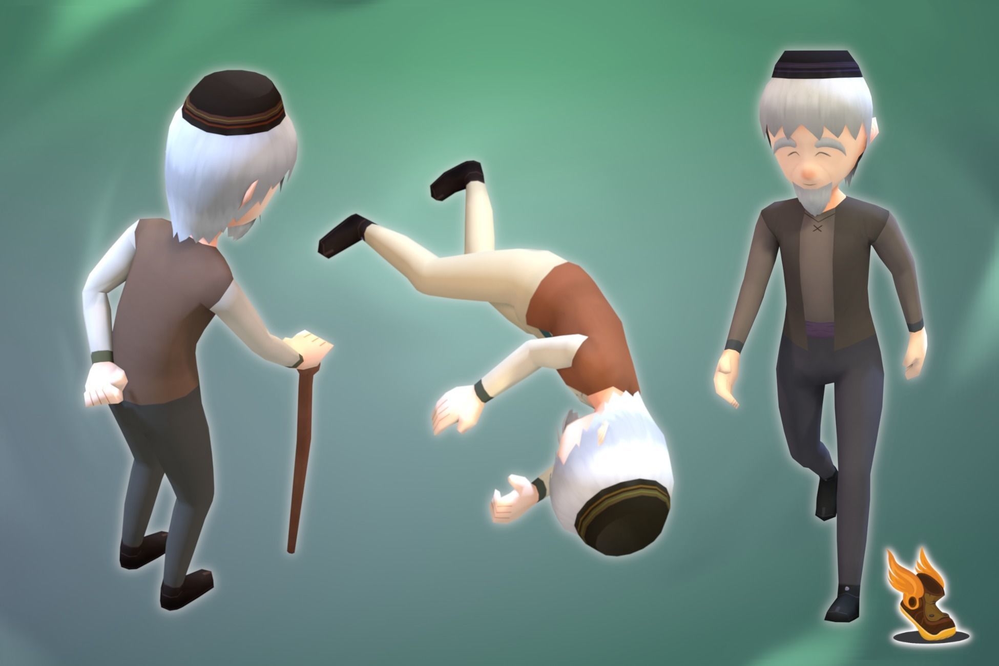 Stylized NPC - Peasant Elder Halden Low-poly 3D model_6