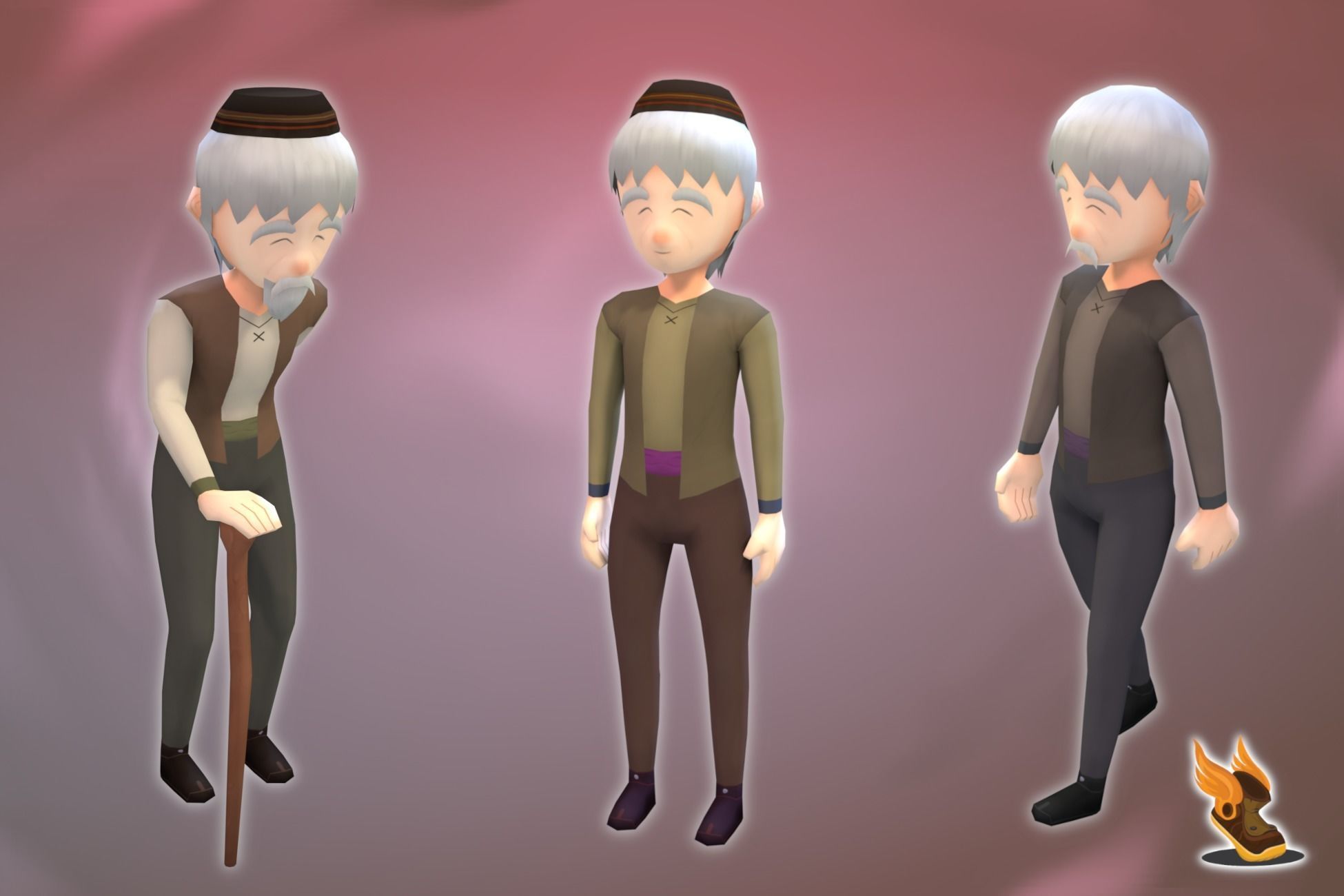 Stylized NPC - Peasant Elder Halden Low-poly 3D model_3