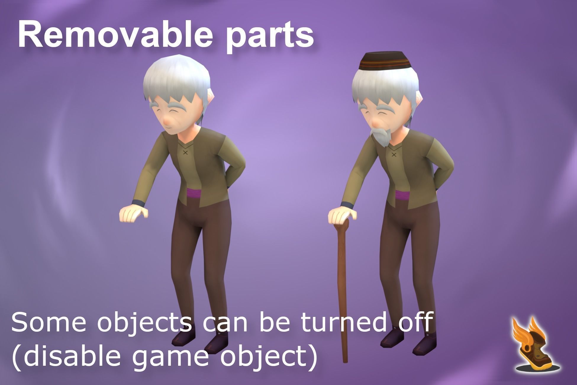 Stylized NPC - Peasant Elder Halden Low-poly 3D model_4