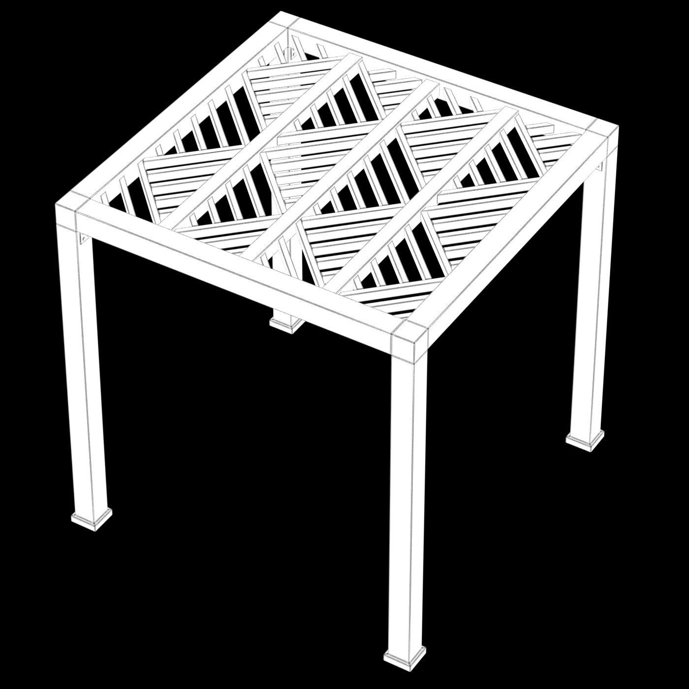 Modern Gazebo  metal wood 3D model_4