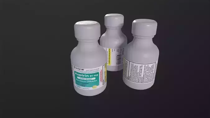 Aspirin bottle 3D Model Low-poly 3D model