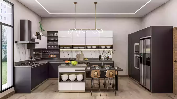 Kitchen fully parametric  Resizable manufacturable  006 3D model