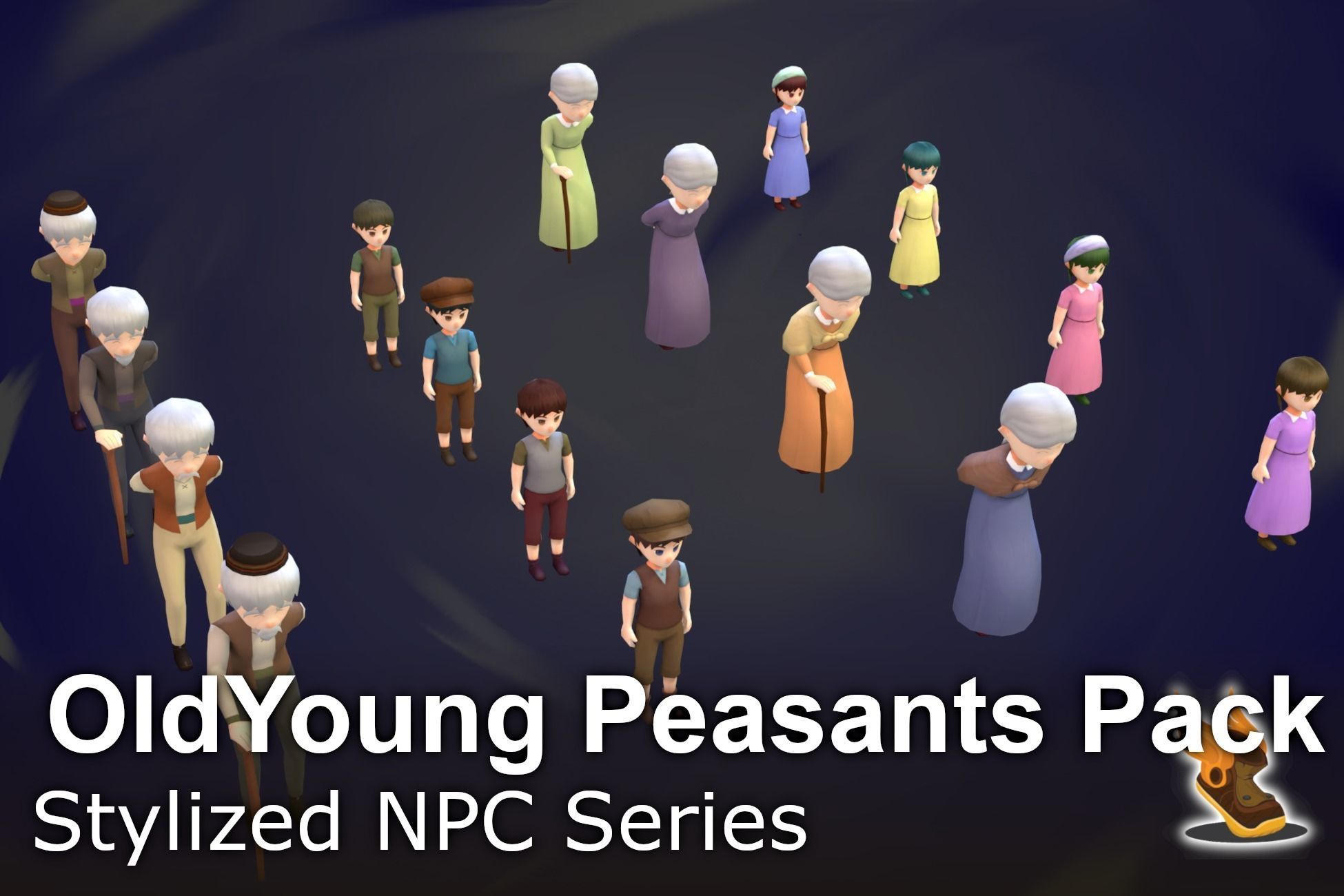 Stylized NPC - Peasants Bundle Low-poly 3D model_17