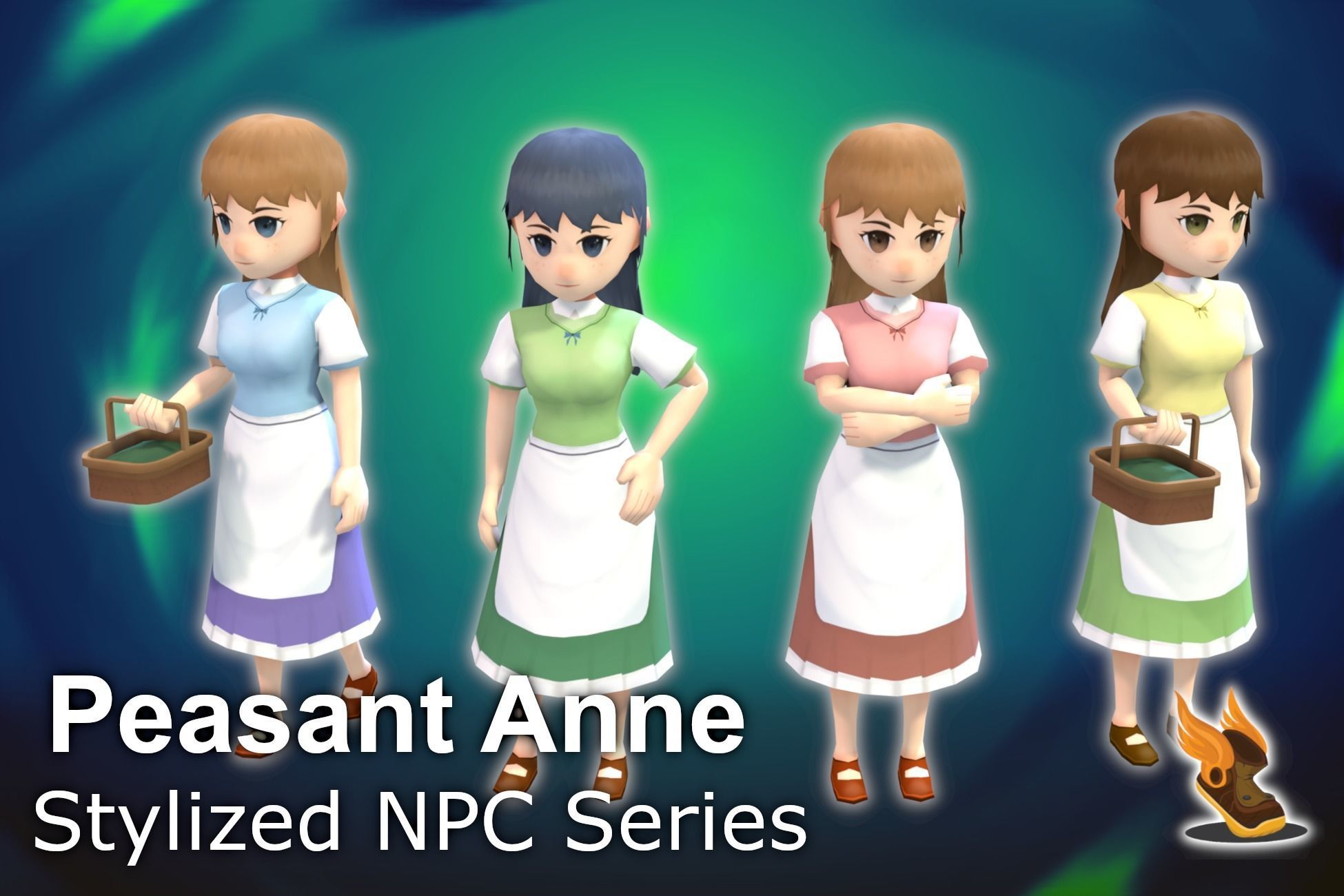 Stylized NPC - Peasants Bundle Low-poly 3D model_23