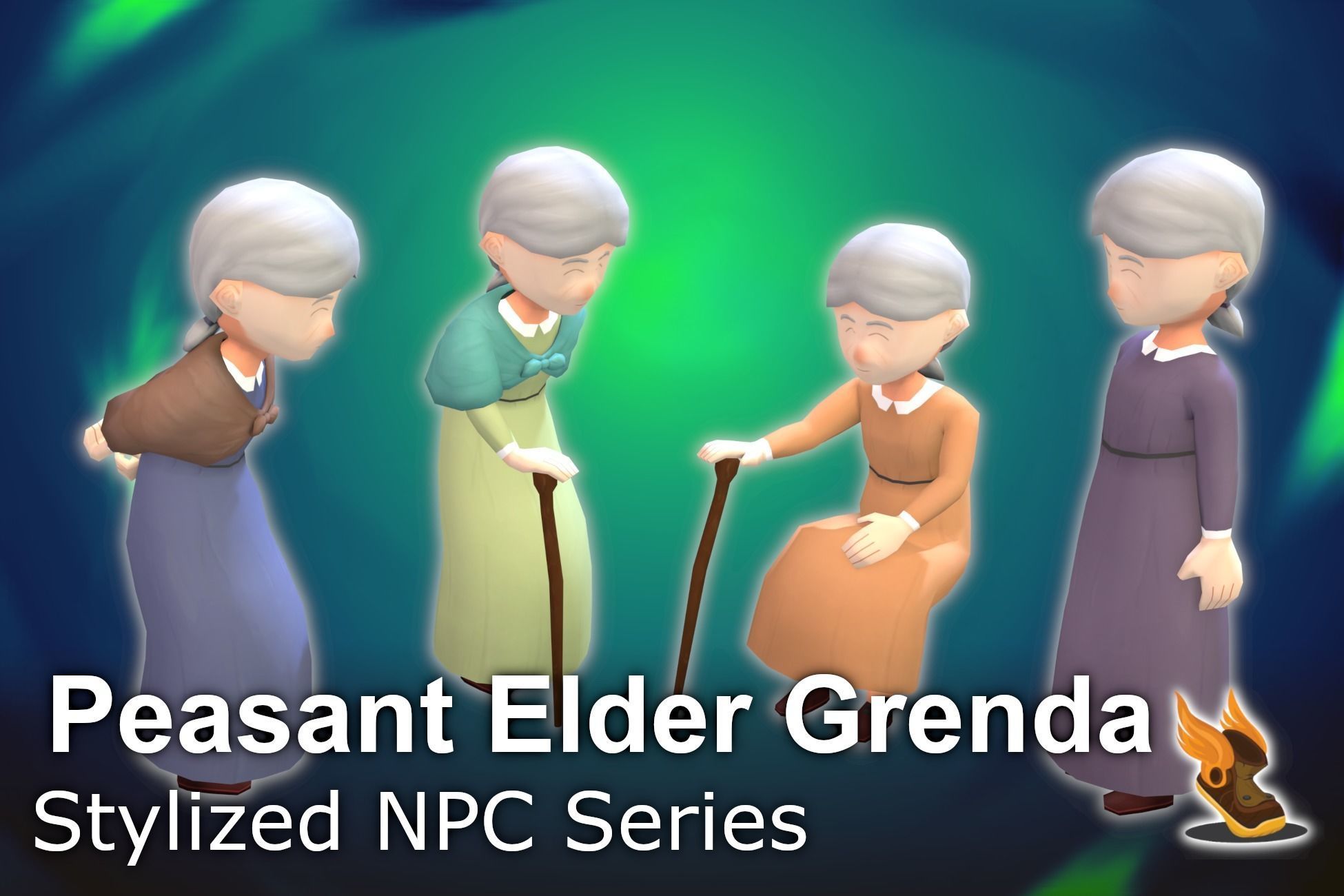 Stylized NPC - Peasants Bundle Low-poly 3D model_30