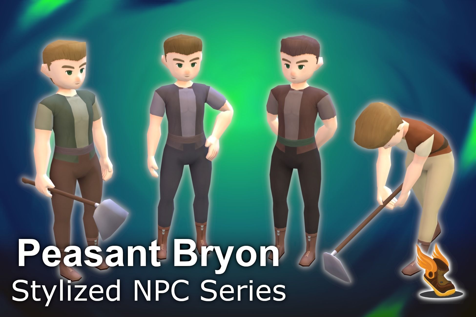 Stylized NPC - Peasants Bundle Low-poly 3D model_20