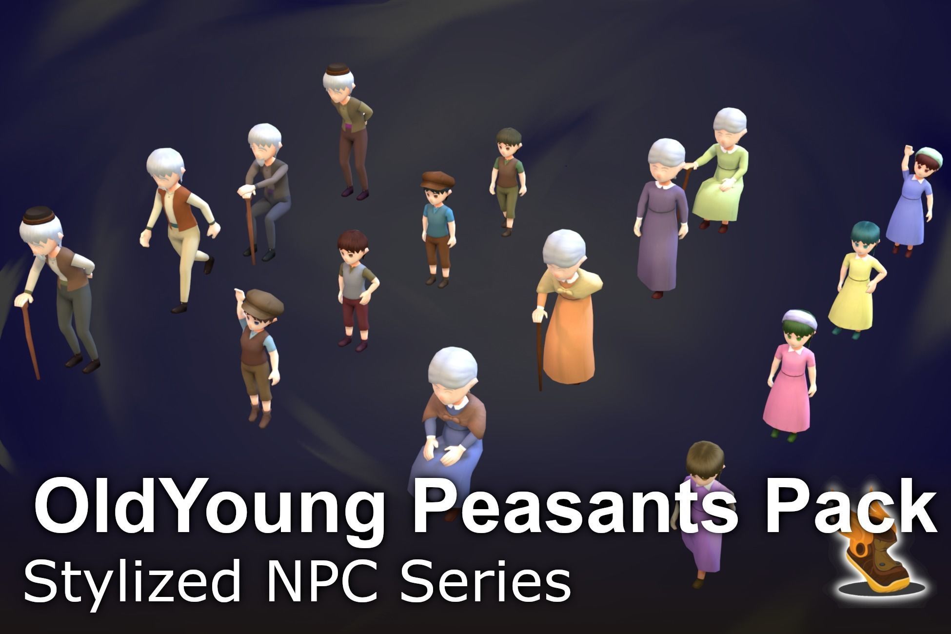 Stylized NPC - Peasants Bundle Low-poly 3D model_18