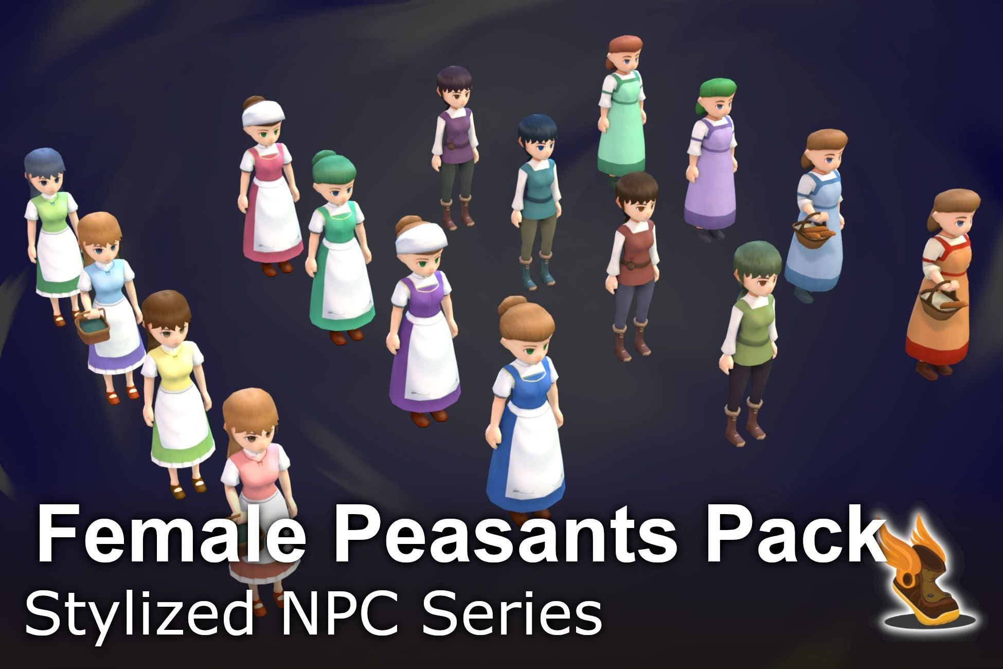 Stylized NPC - Peasants Bundle Low-poly 3D model_15