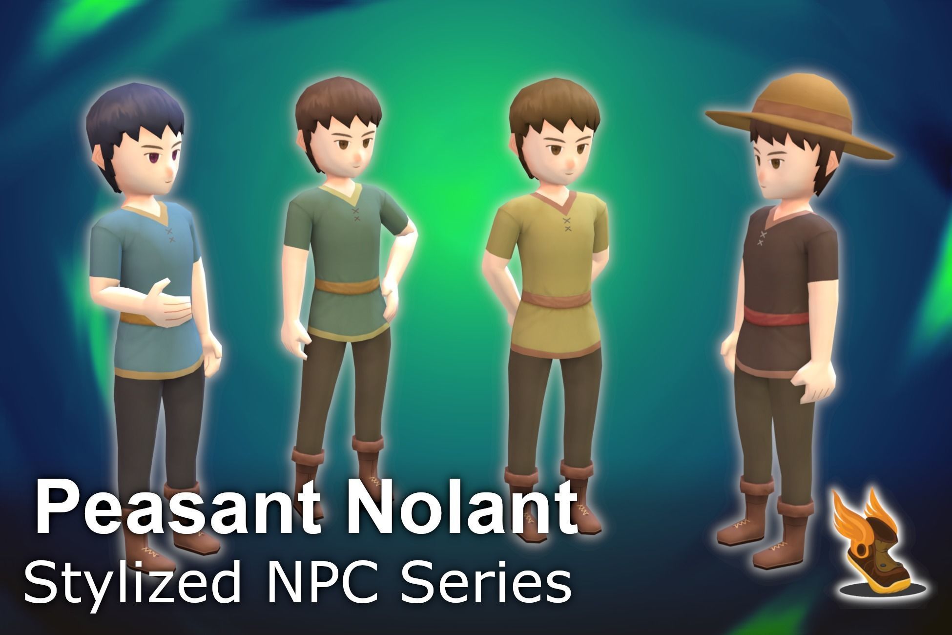 Stylized NPC - Peasants Bundle Low-poly 3D model_19