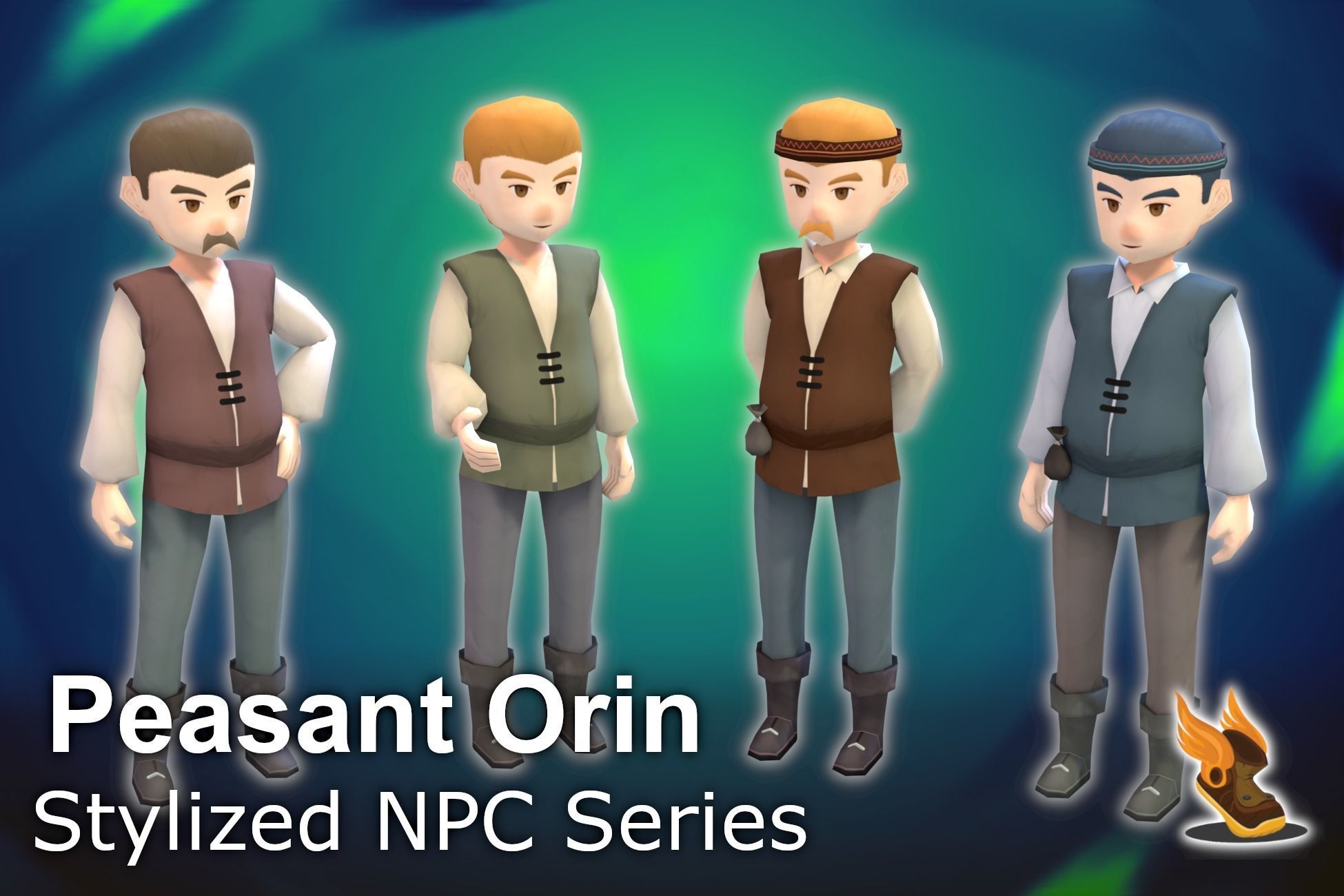 Stylized NPC - Peasants Bundle Low-poly 3D model_22