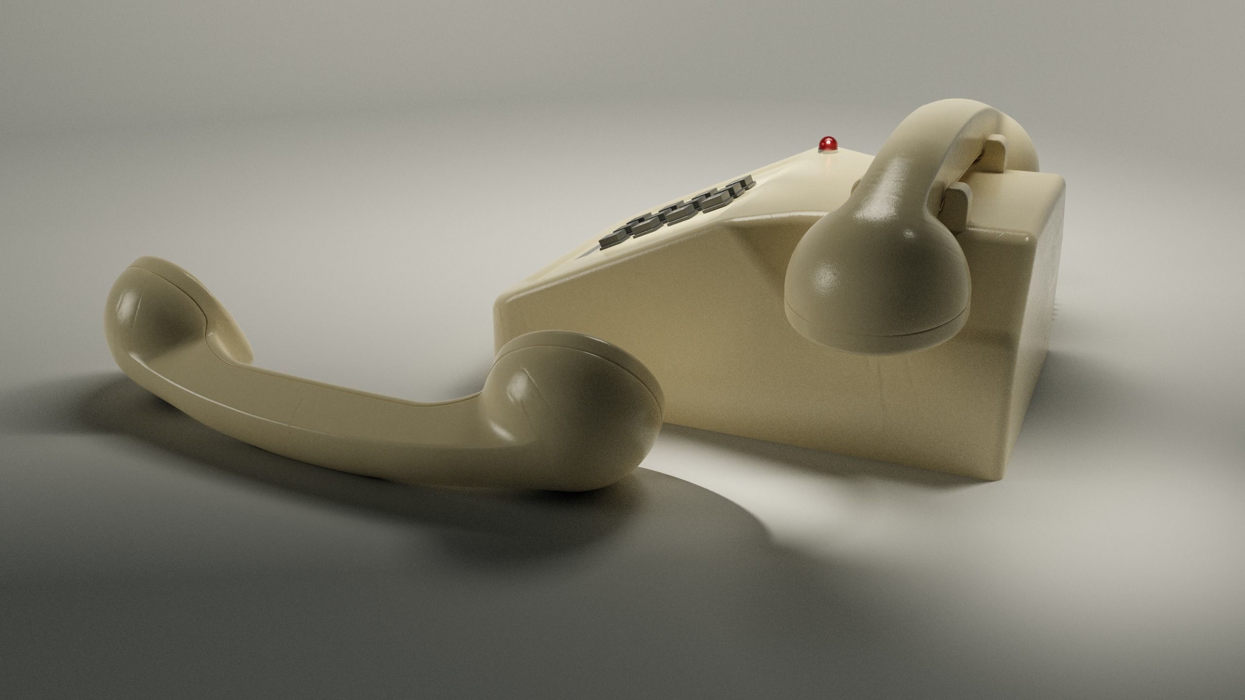 Old Landline phone Medium Poly Beige 4k textures 3D model_2