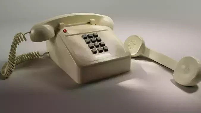 Old Landline phone Medium Poly Beige 4k textures 3D model