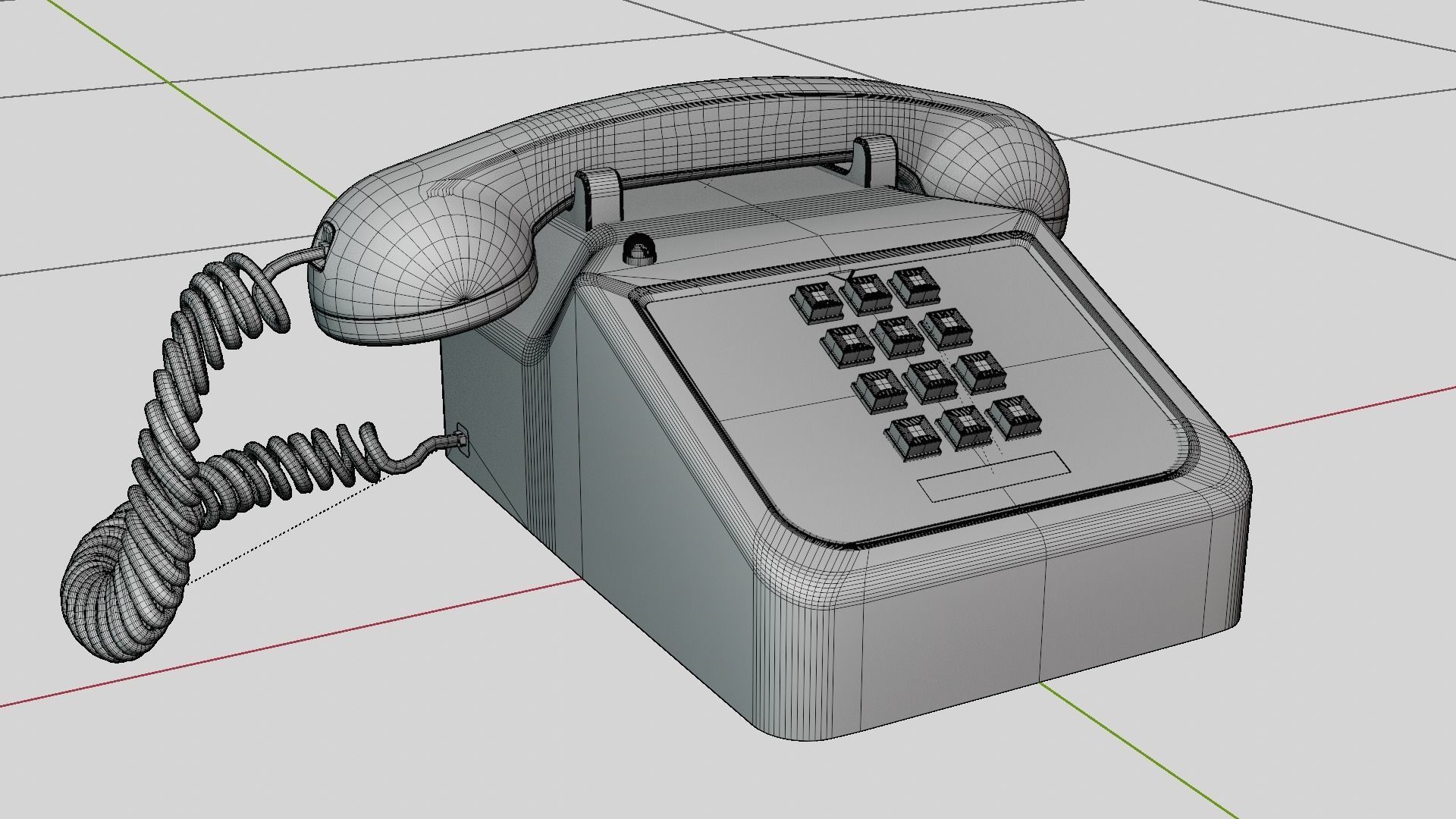 Old Landline phone Medium Poly Beige 4k textures 3D model_5