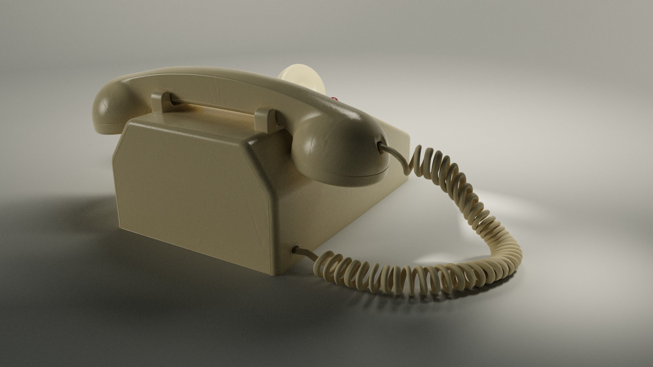 Old Landline phone Medium Poly Beige 4k textures 3D model_1