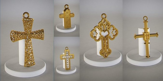 Golden crosses 3D print model
