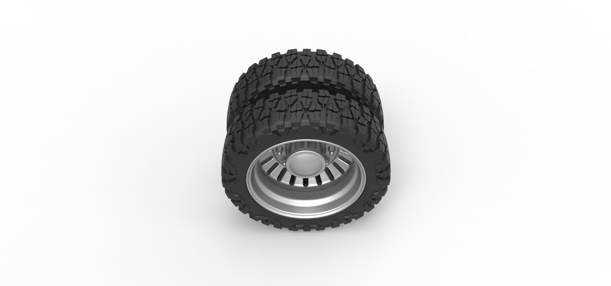 Rear semi wheel for pickup V12 Scale 1 to 25 3D print model_5