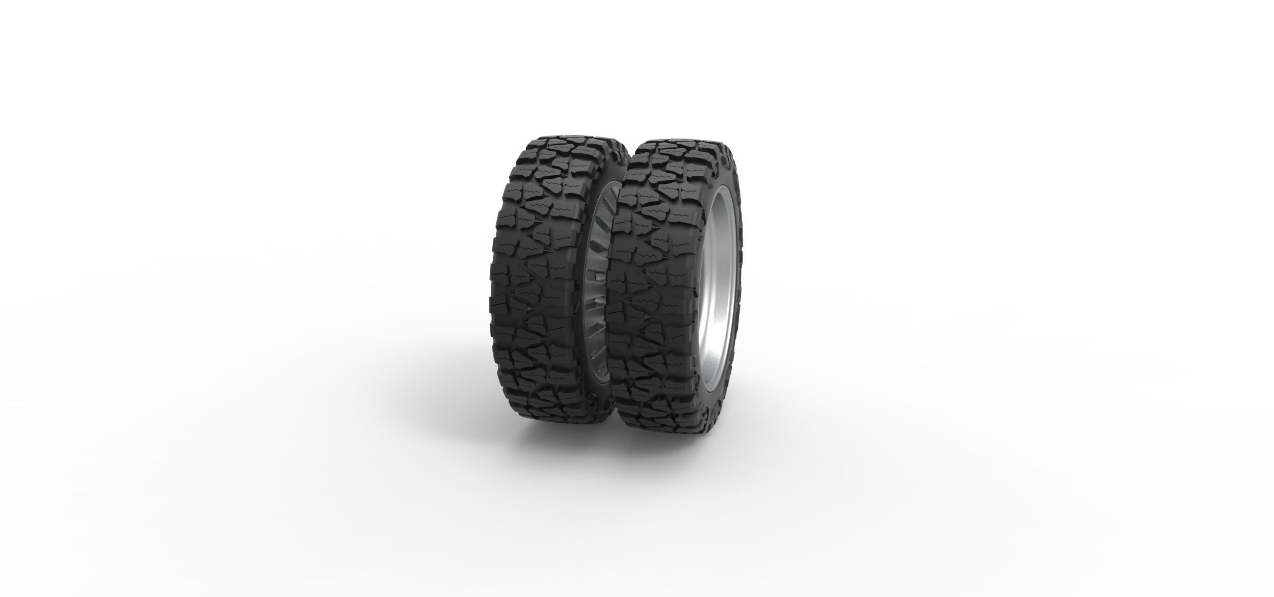 Rear semi wheel for pickup V12 Scale 1 to 25 3D print model_2