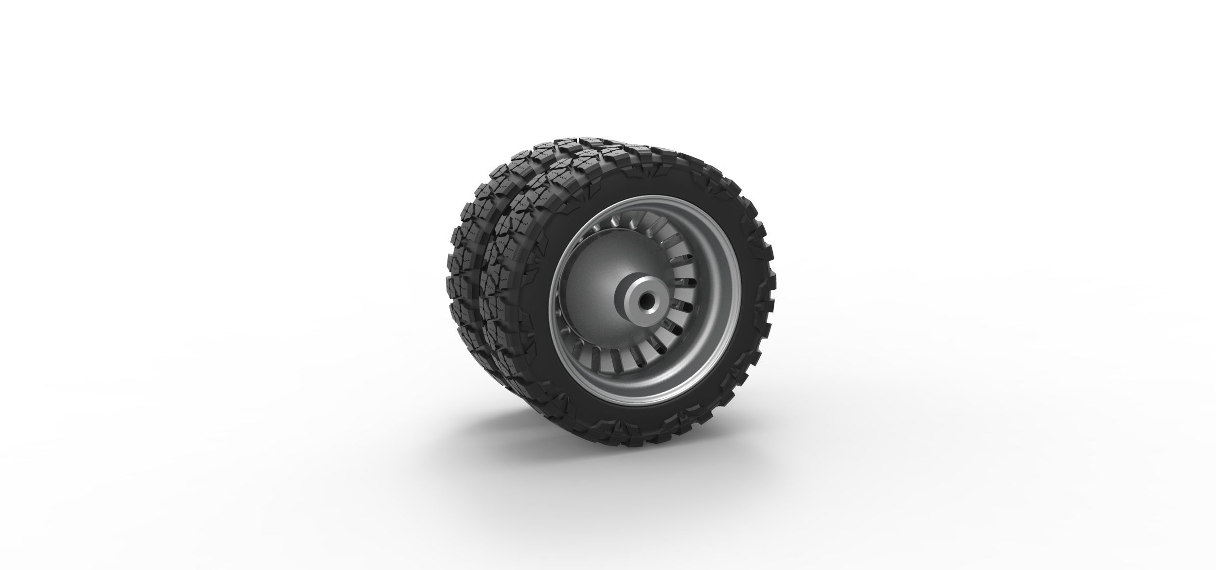 Rear semi wheel for pickup V12 Scale 1 to 25 3D print model_7