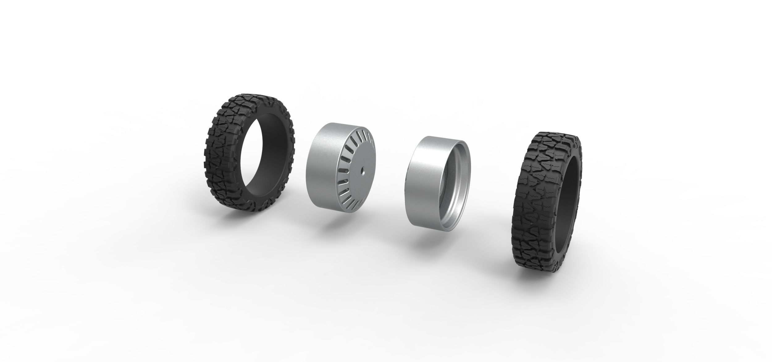 Rear semi wheel for pickup V12 Scale 1 to 25 3D print model_8