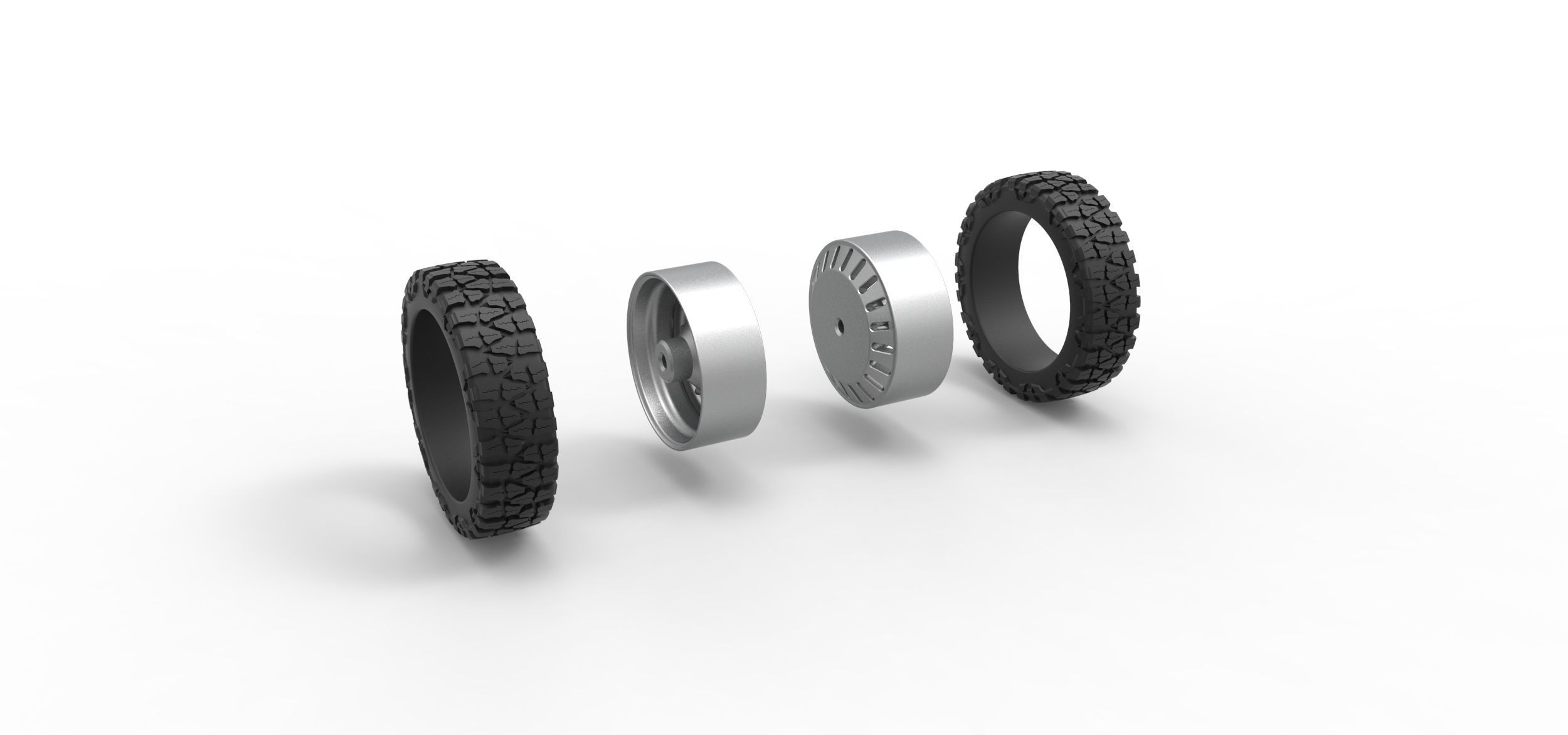 Rear semi wheel for pickup V12 Scale 1 to 25 3D print model_9