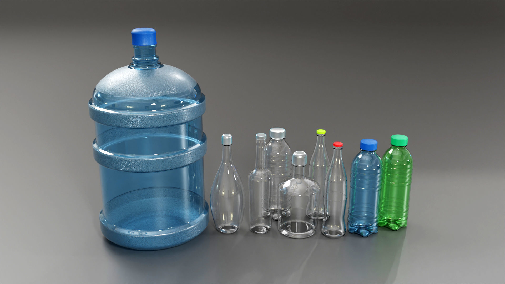 Simple Bottles Pack - Water Bottle - Jar 3D model_1