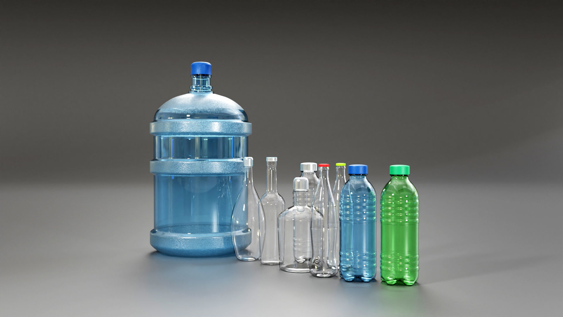 Simple Bottles Pack - Water Bottle - Jar 3D model_6