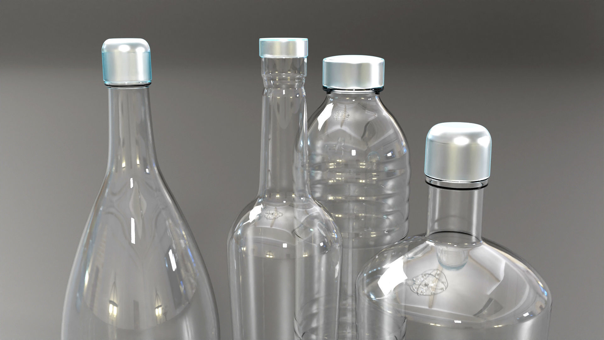 Simple Bottles Pack - Water Bottle - Jar 3D model_3