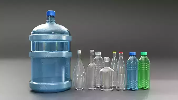 Simple Bottles Pack - Water Bottle - Jar 3D model