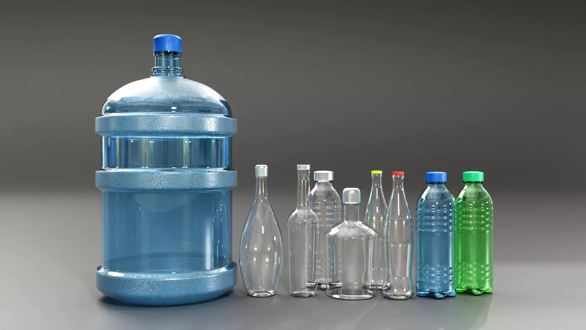 Simple Bottles Pack - Water Bottle - Jar 3D model_0