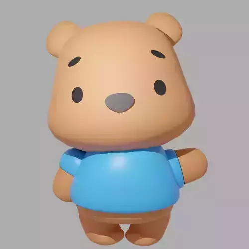Rigged Teddy Bear Cartoon Character Low-poly 3D model