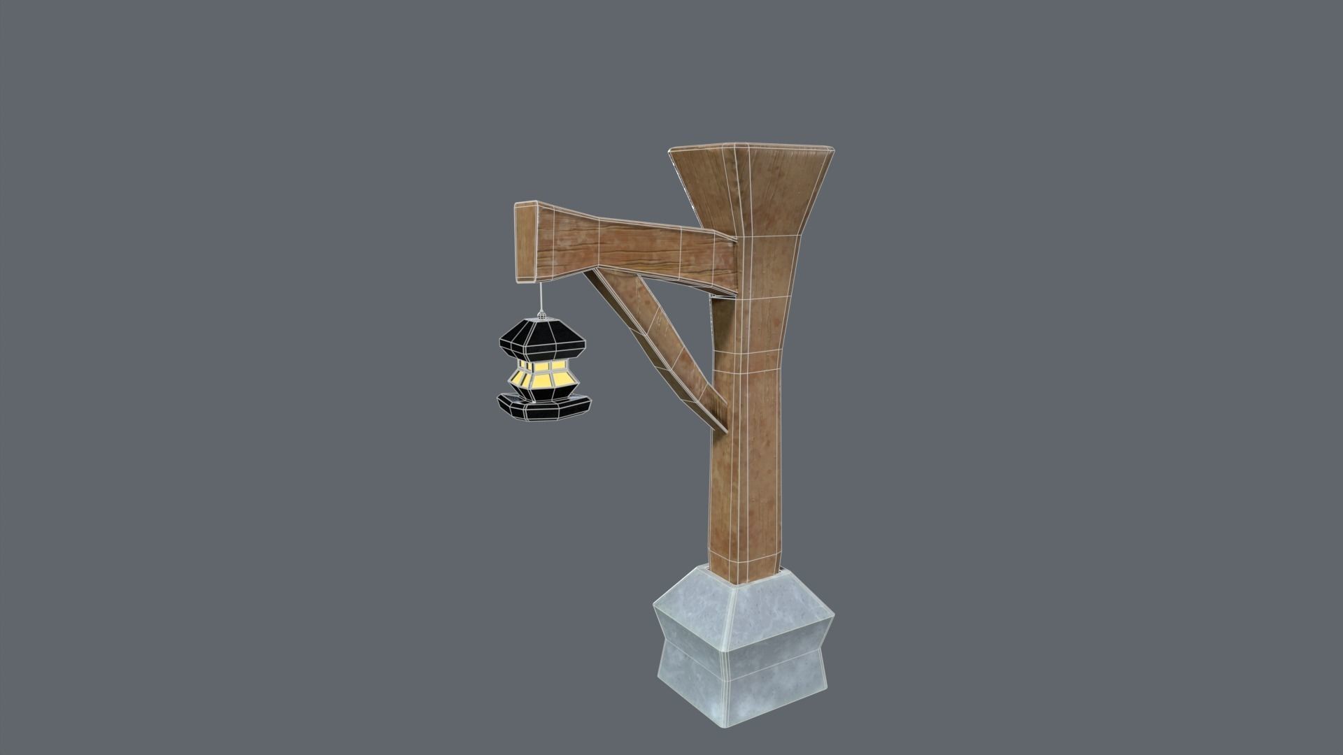 Low Poly Street Lamp Low-poly 3D model_5