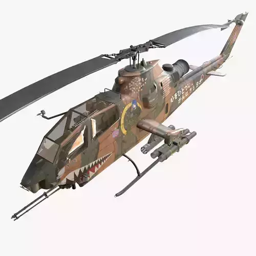 Bell AH-1S Cobra JGSDF Aoi Kisarazu Basic Animation Low-poly 3D model