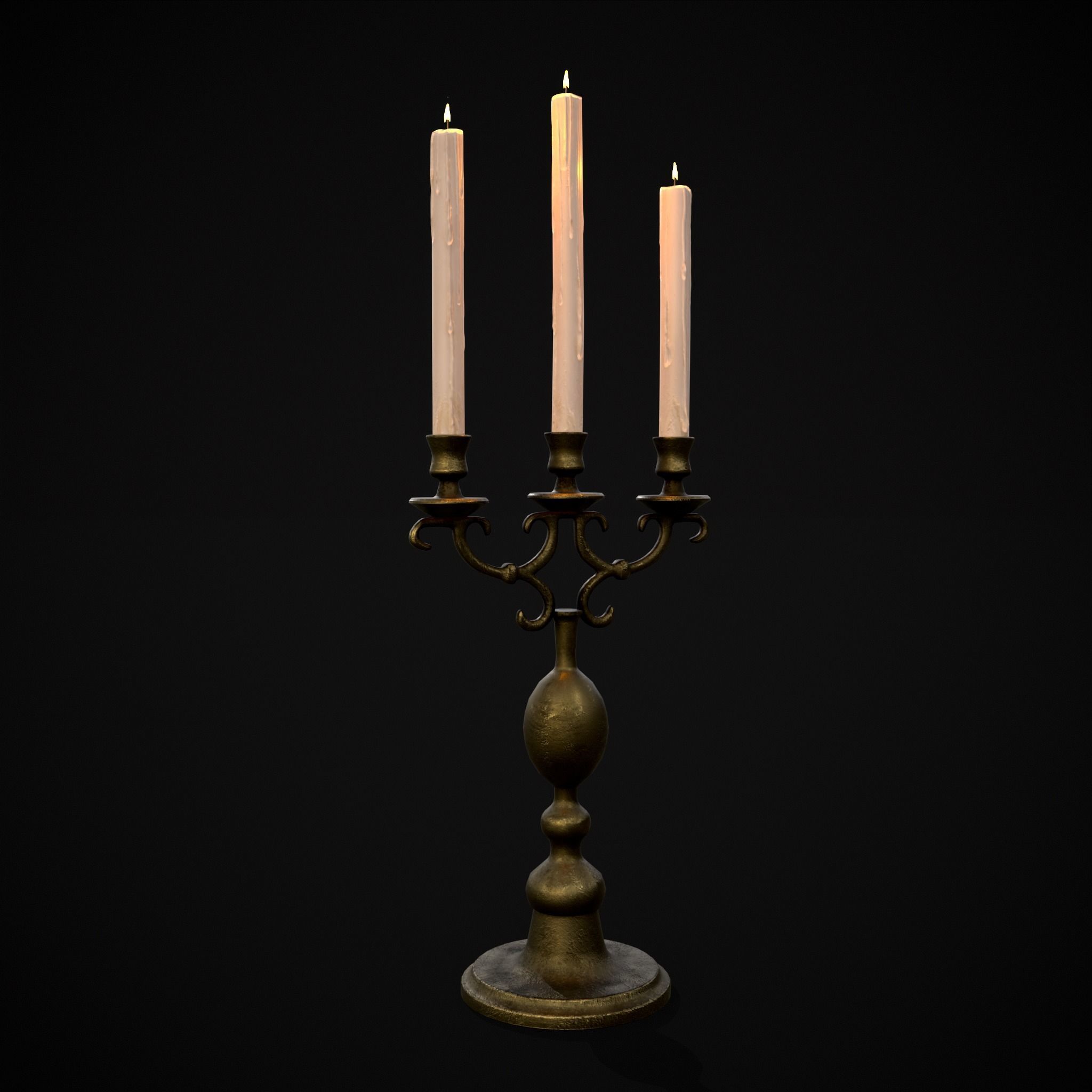 Brass Three Point Candelabra  Low-poly 3D model_19