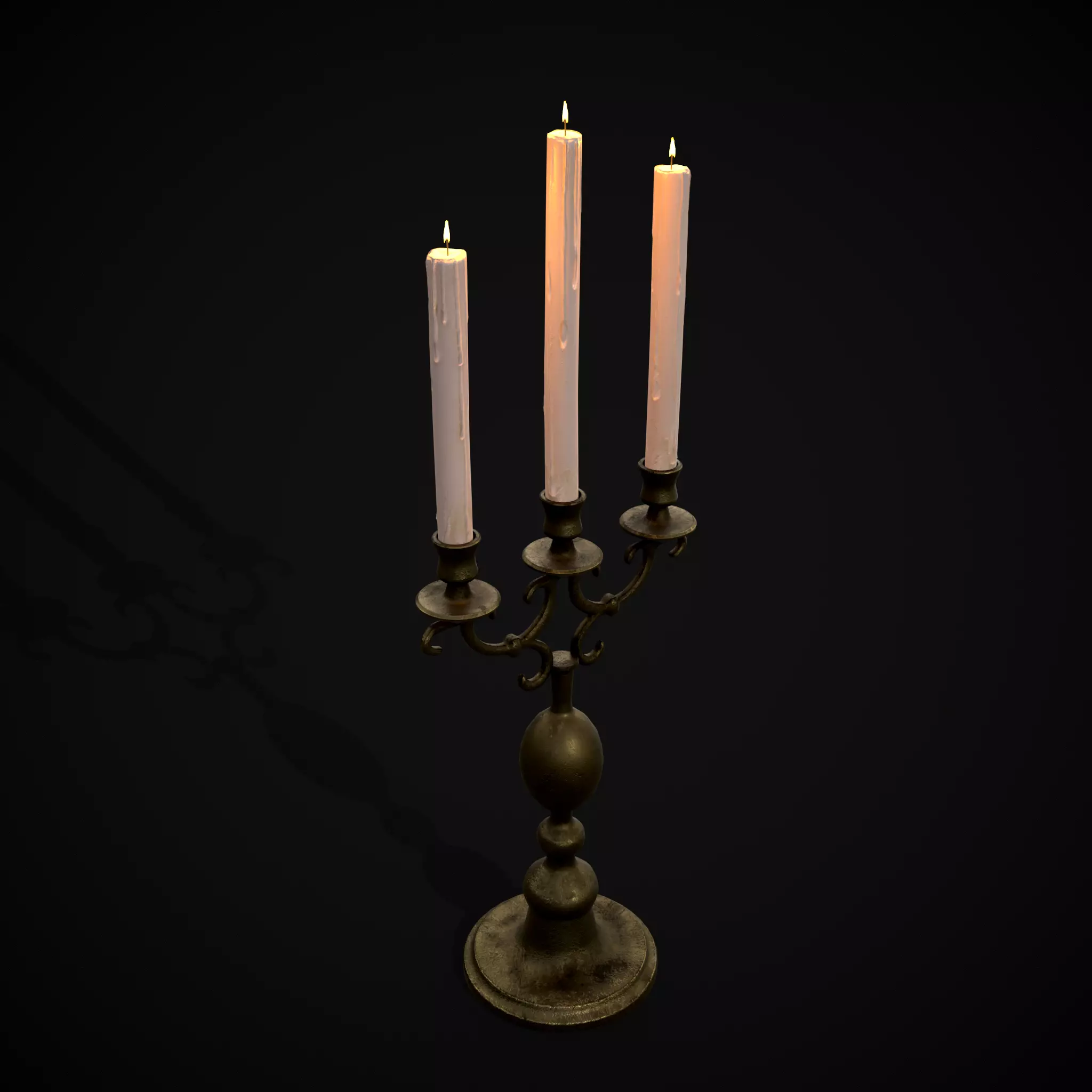 Brass Three Point Candelabra  Low-poly 3D model_0